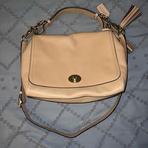 Tan leather Coach Purse with Crossbody Strap